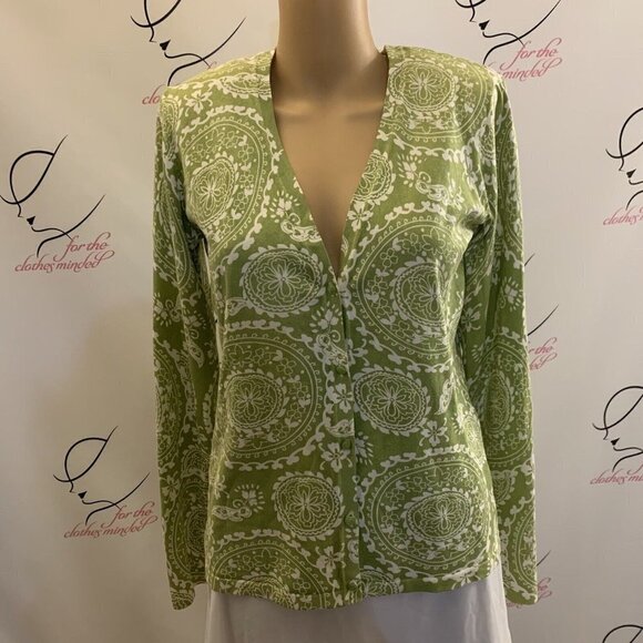 Jones New York. Sz M. Silk/nylon/cotton Blend Button Up Long Sleeve Top. B98. - Picture 1 of 7